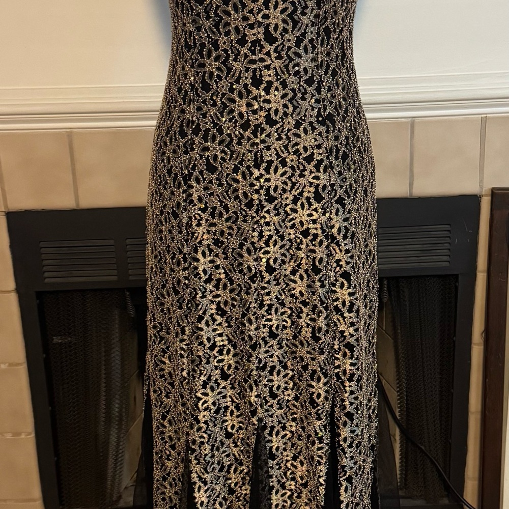 Lily & Lola Gold and Black Lace & Sequin Dress